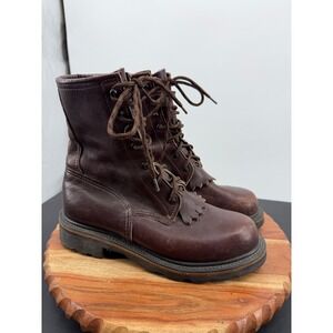 Red Wing 23008 Logger Boots Mens 7.5 Brown Leather Kiltie Vibram Made in USA